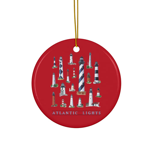 Atlantic Lighthouses Round Ceramic Ornaments